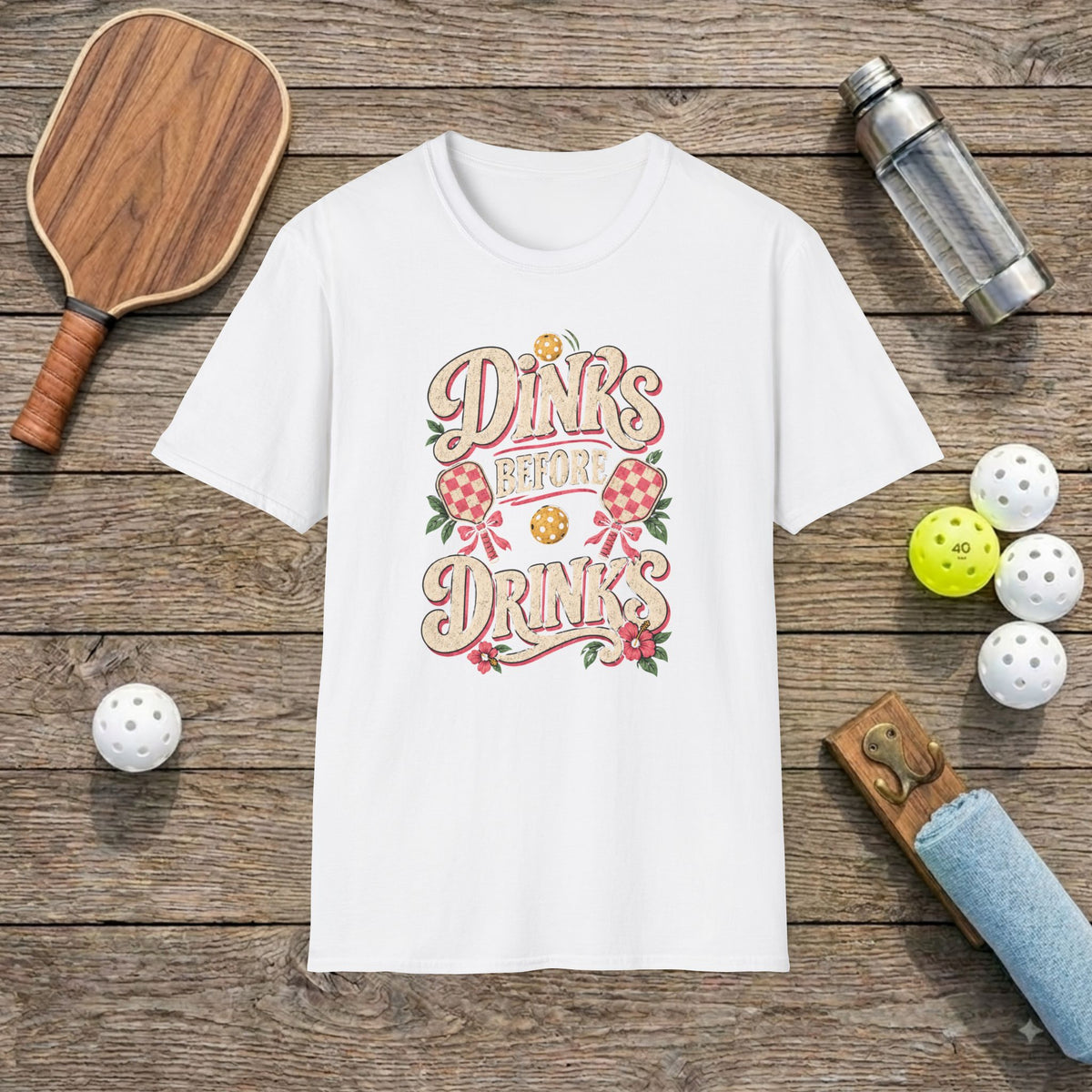 "Dinks Before Drinks" Pickleball Funny Vintage T-Shirt