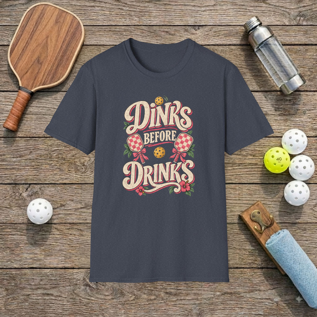 "Dinks Before Drinks" Pickleball Funny Vintage T-Shirt
