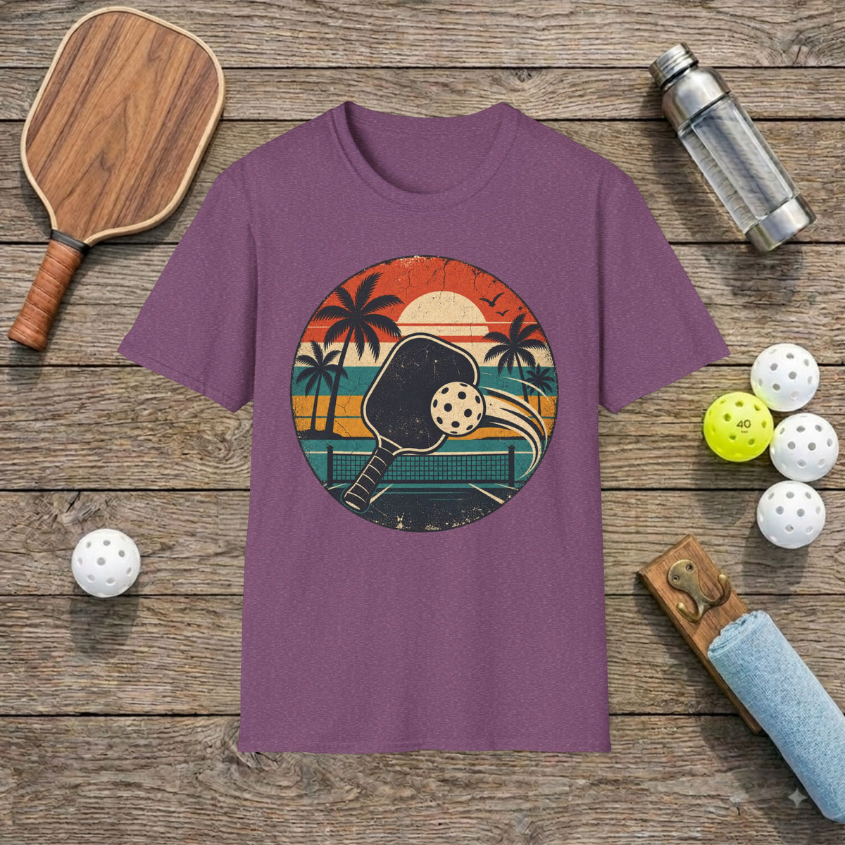 Sunset and Pickleball T-Shirt