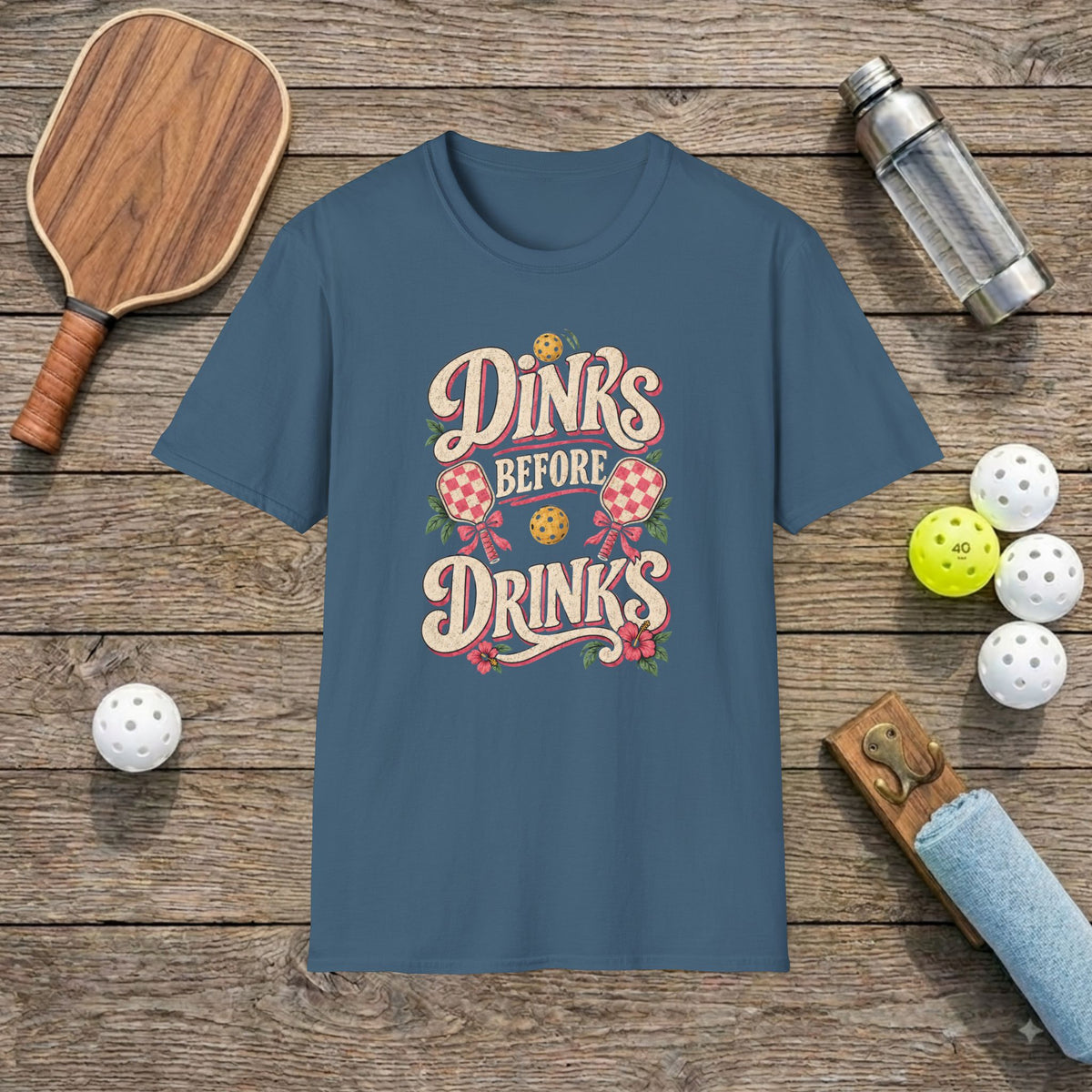 "Dinks Before Drinks" Pickleball Funny Vintage T-Shirt