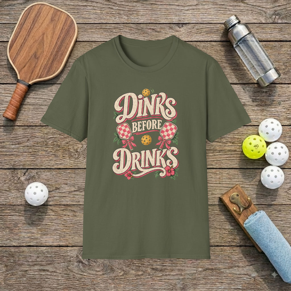 "Dinks Before Drinks" Pickleball Funny Vintage T-Shirt
