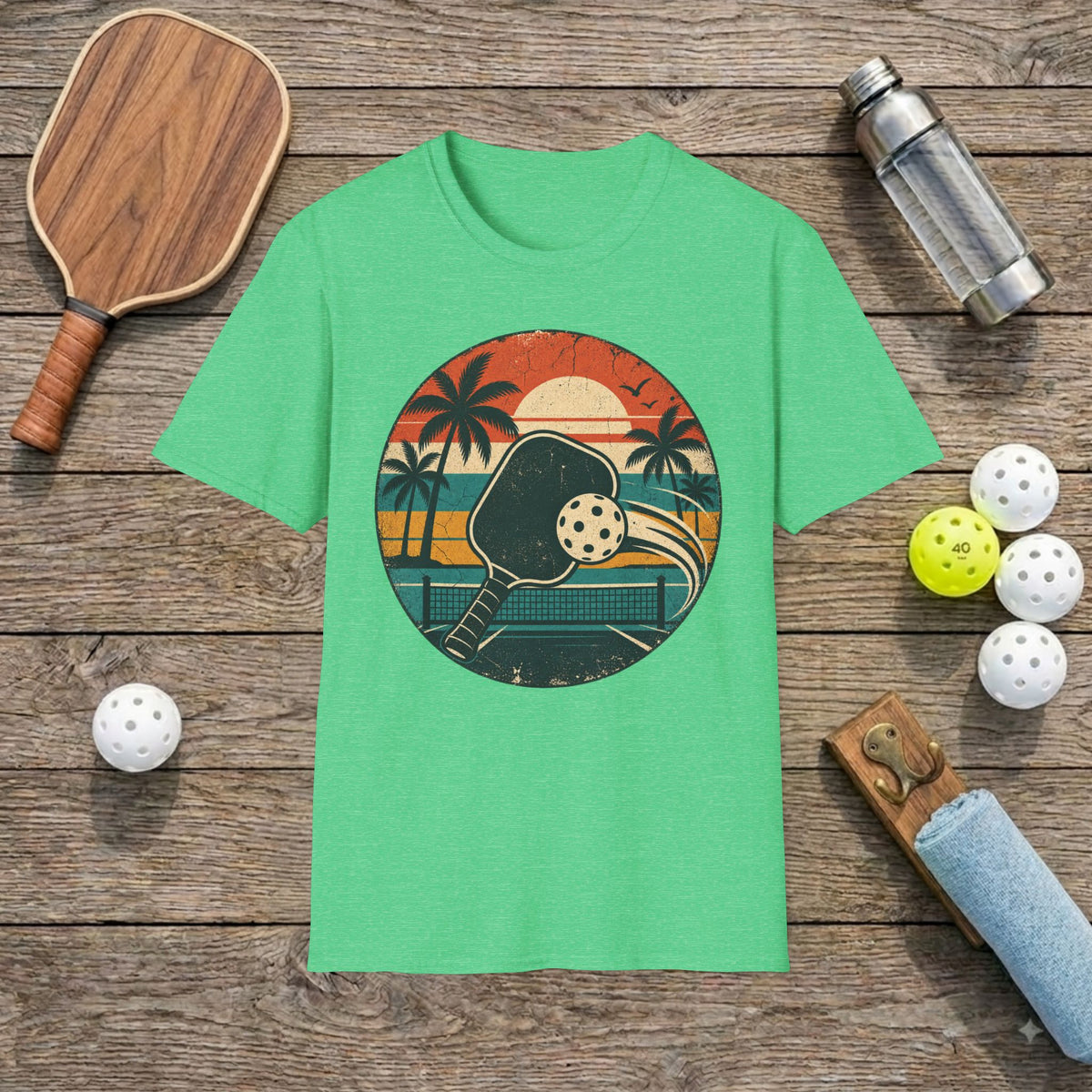 Sunset and Pickleball T-Shirt